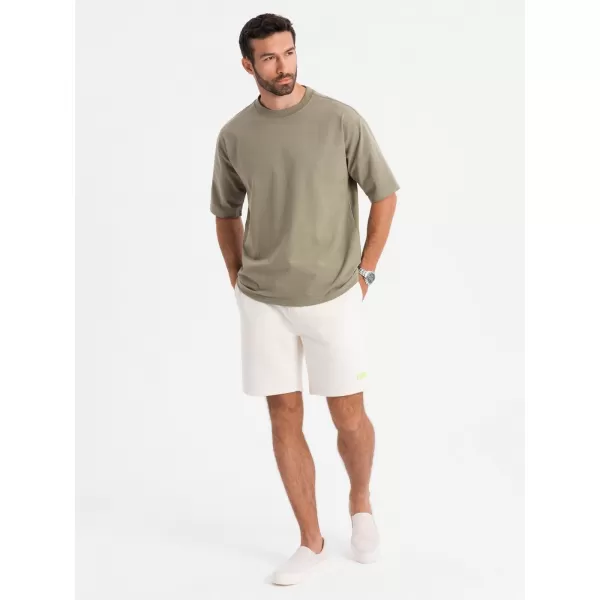  Pánské triko OMBRE OM-TSBC-0234 KHAKI 
