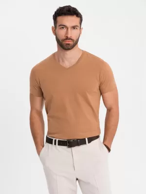 Pánské triko OMBRE OM-TSBS-0237 BROWN