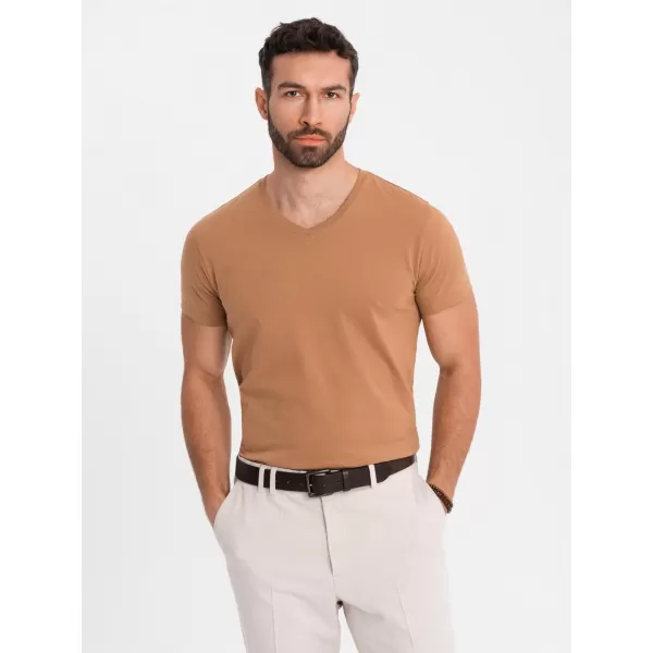  Pánské triko OMBRE OM-TSBS-0237 BROWN 