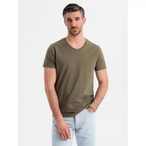  Pánské triko OMBRE OM-TSBS-0237 DARK OLIVE 