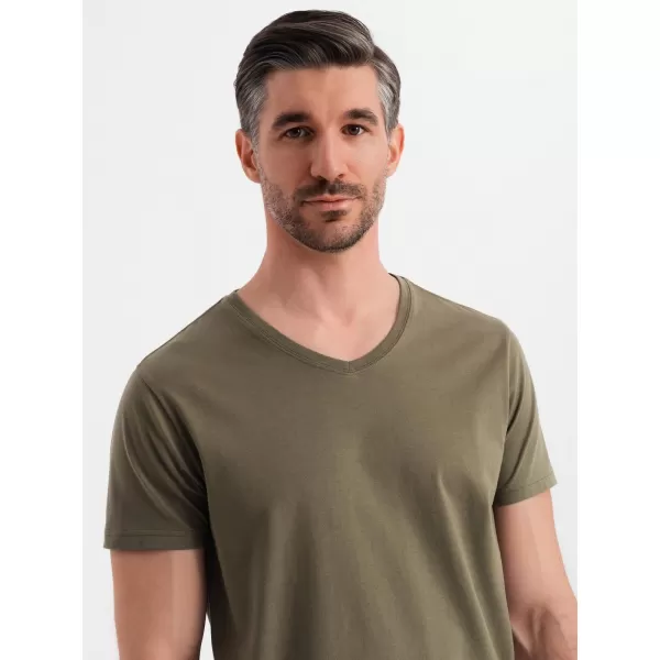  Pánské triko OMBRE OM-TSBS-0237 DARK OLIVE 
