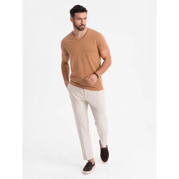  Pánské triko OMBRE OM-TSBS-0237 BROWN 