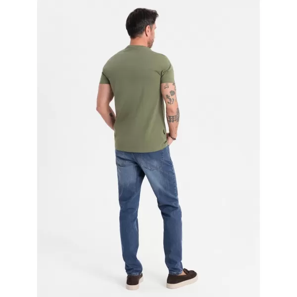  Pánské triko OMBRE OM-TSBS-0236 KHAKI 