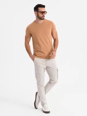 Pánské triko OMBRE OM-TSBS-0236 BROWN