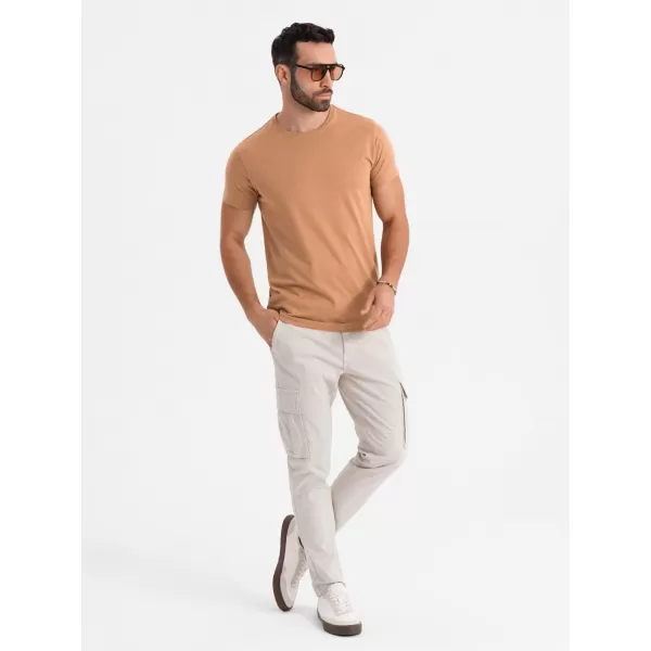  Pánské triko OMBRE OM-TSBS-0236 BROWN 