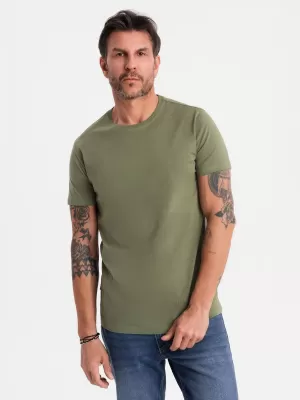 Pánské triko OMBRE OM-TSBS-0236 KHAKI