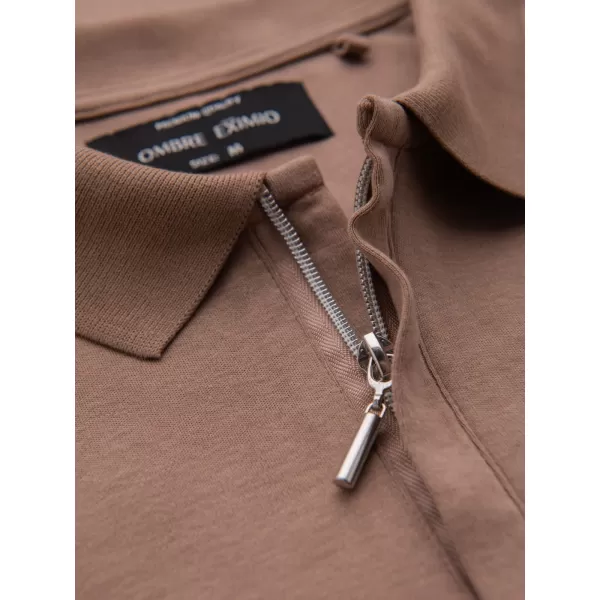  Pánské polo triko OMBRE OM-POSS-0148 LIGHT BROWN 