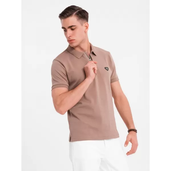  Pánské polo triko OMBRE OM-POSS-0148 LIGHT BROWN 