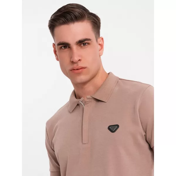 Pánské polo triko OMBRE OM-POSS-0148 LIGHT BROWN 