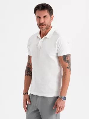 Pánské polo triko OMBRE OM-POSS-0103 ECRU