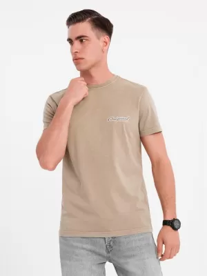 Pánské triko OMBRE OM-TSWT-0201 DARK BEIGE
