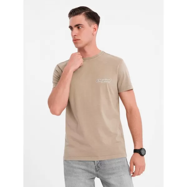  Pánské triko OMBRE OM-TSWT-0201 DARK BEIGE 