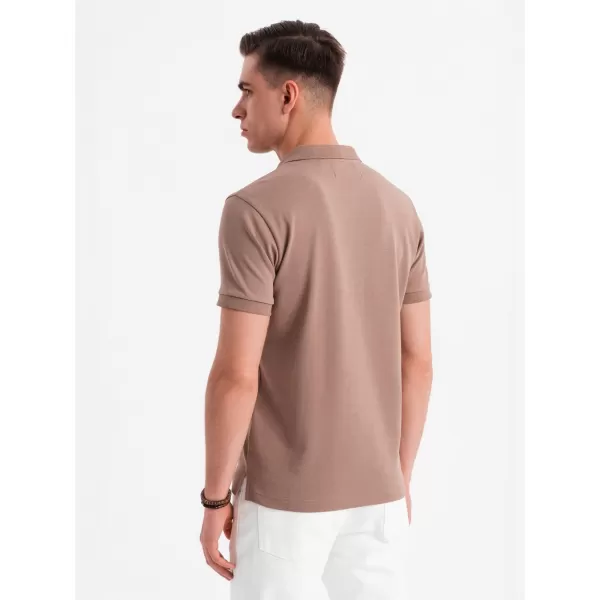  Pánské polo triko OMBRE OM-POSS-0148 LIGHT BROWN 