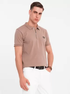Pánské polo triko OMBRE OM-POSS-0148 LIGHT BROWN