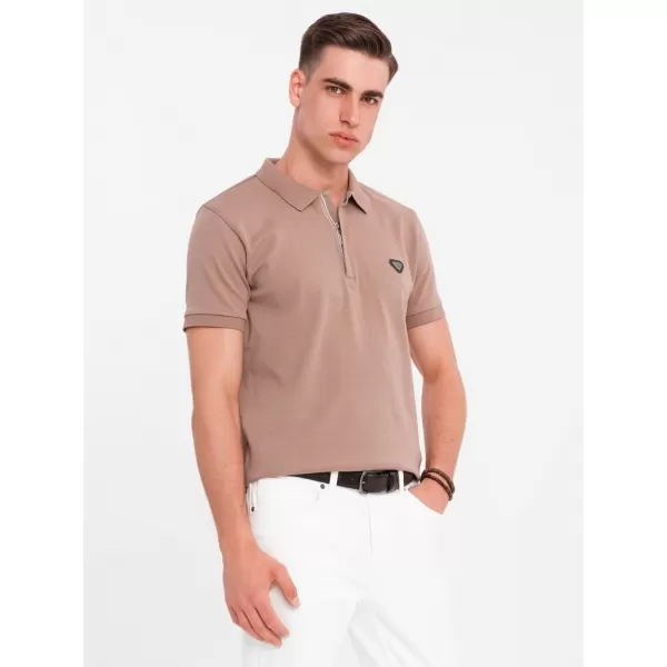  Pánské polo triko OMBRE OM-POSS-0148 LIGHT BROWN 