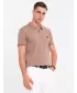 Pánské polo triko OMBRE OM-POSS-0148 LIGHT BROWN