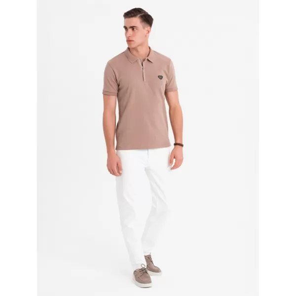  Pánské polo triko OMBRE OM-POSS-0148 LIGHT BROWN 